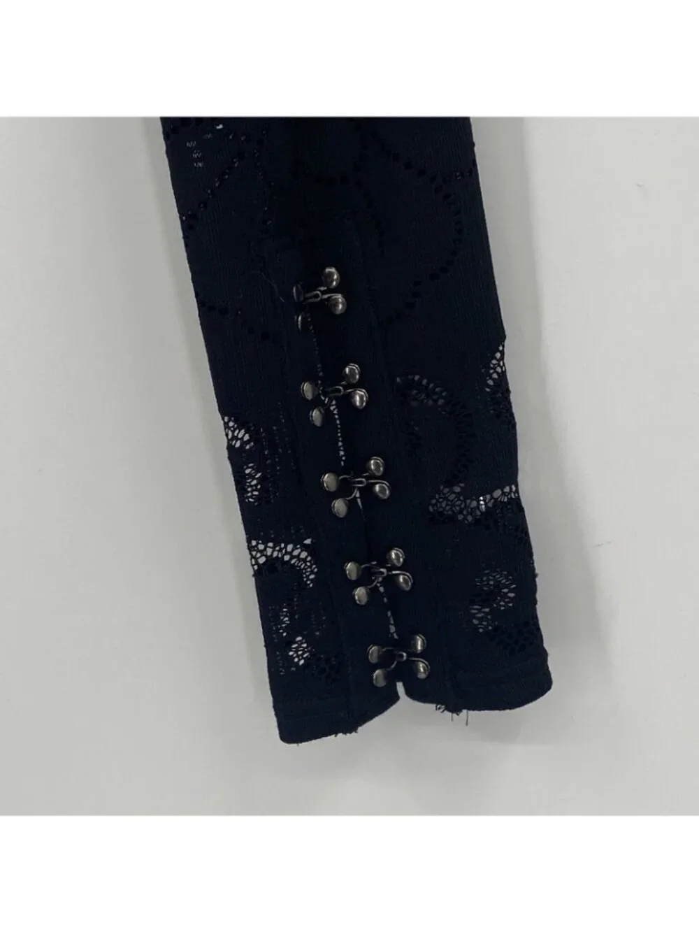 Free People Wild Roses Hook & Eye Cuff Lace Fitted Long Sleeve Top XS